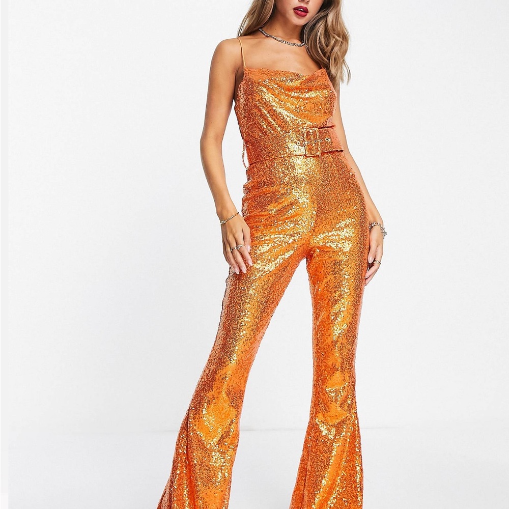 ASOS orange sequin jumpsuit
